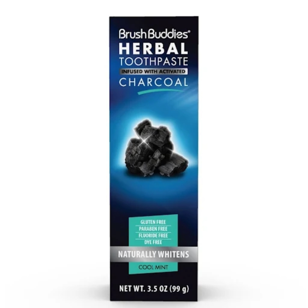 Brush Buddies Charcoal Infused Herbal Toothpaste Tube - Picture 1 of 5